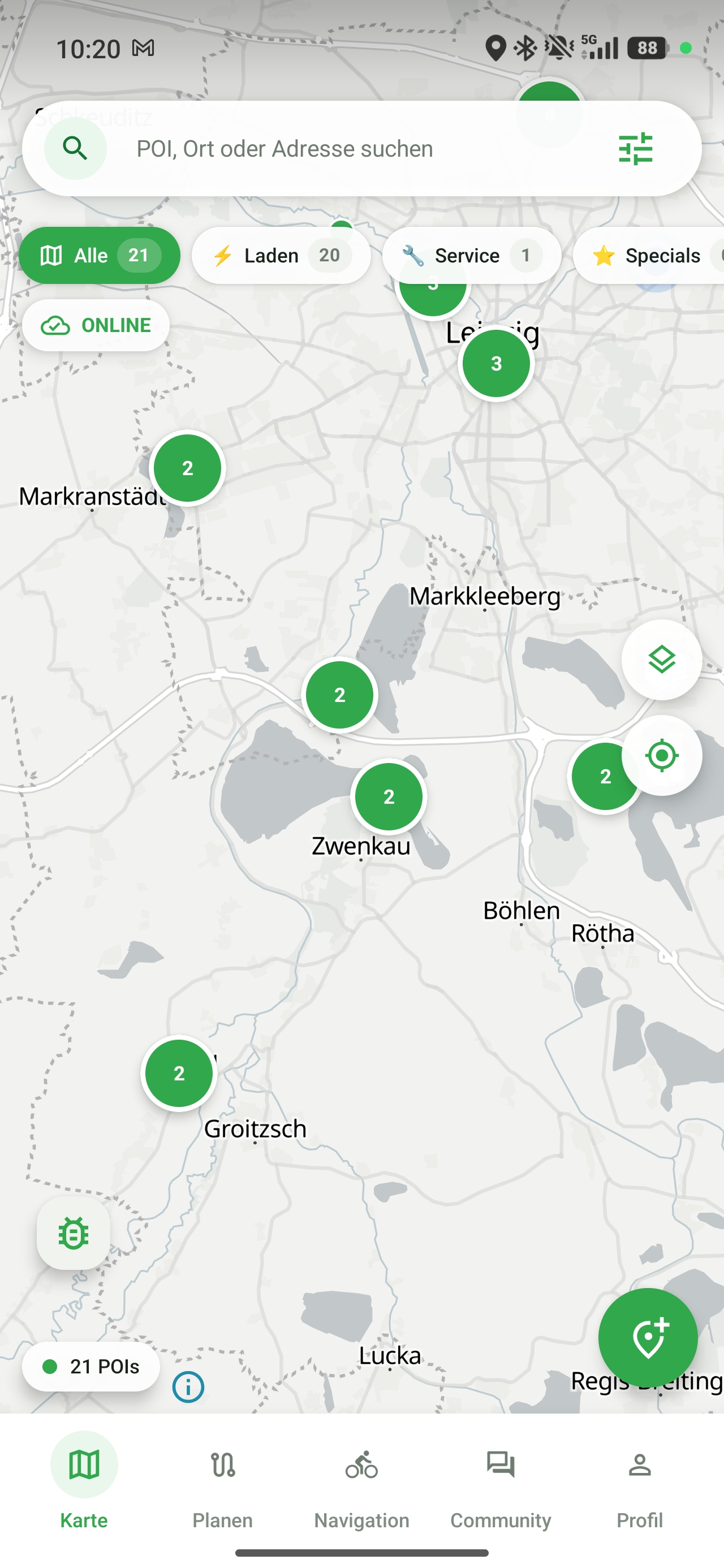 Karte im Zoom